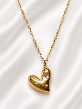 18K Gold PVD Heart Necklace | 316 Stainless Steel | Waterproof
